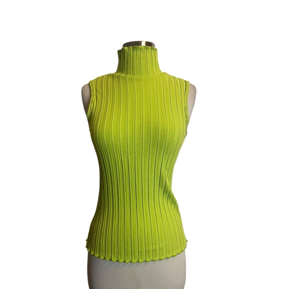 Simon Miller Cora Top Small Green Sleeveless Ribbed Turtleneck